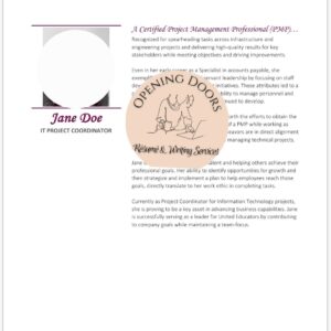 Professional Bio (1 Page)