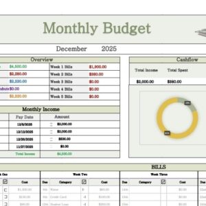 Monthly Budget Spreadsheet
